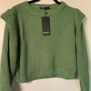 Nastygal Puff Shoulder Crop Sweater